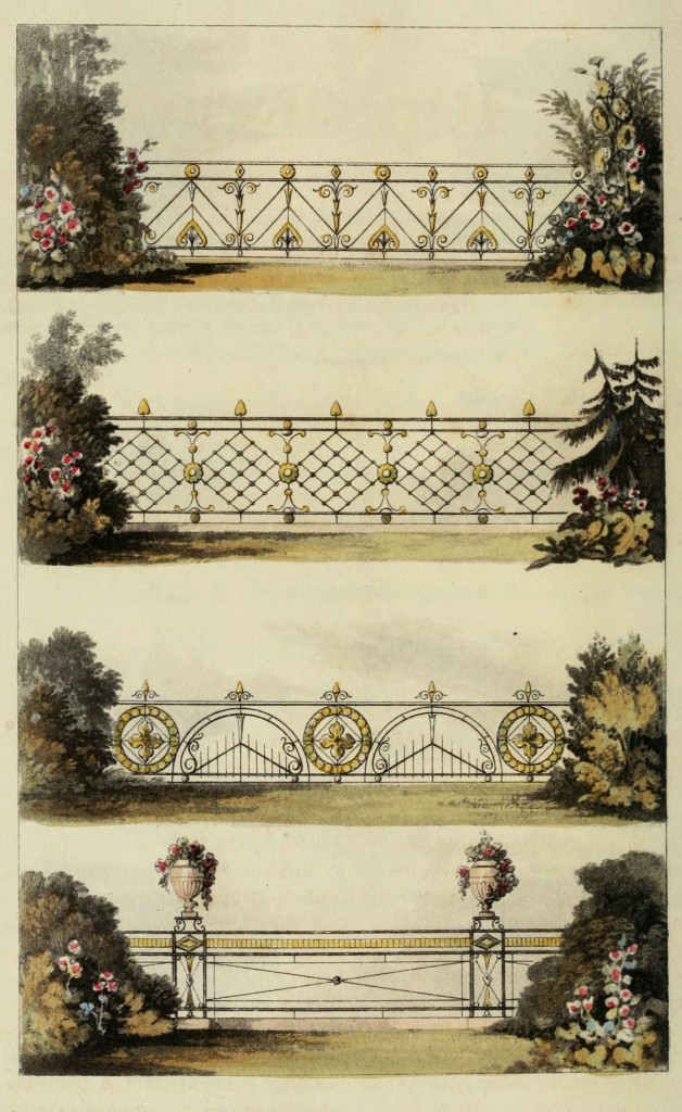 Illustration of Garden Fence aka Railing Designs circa 1821
