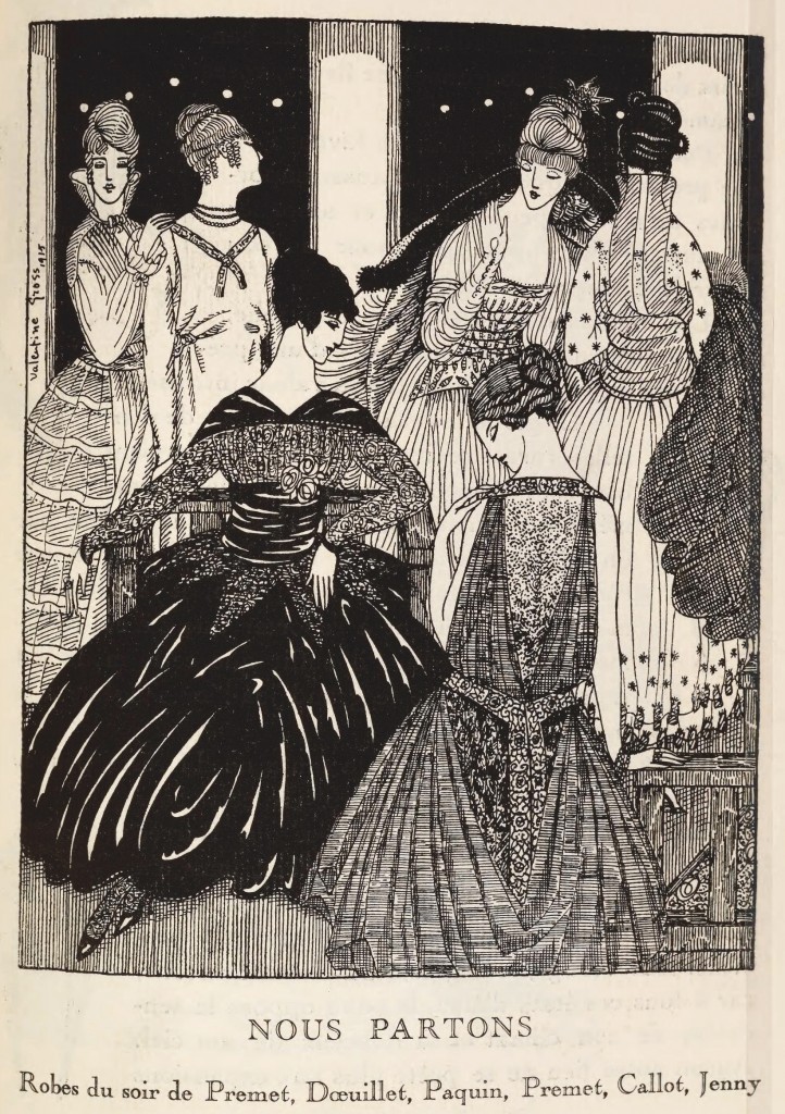 Illustration Of Dresses By Premet Doeuillet Paquin Callot Jenny By Valentine Gross Circa 1915