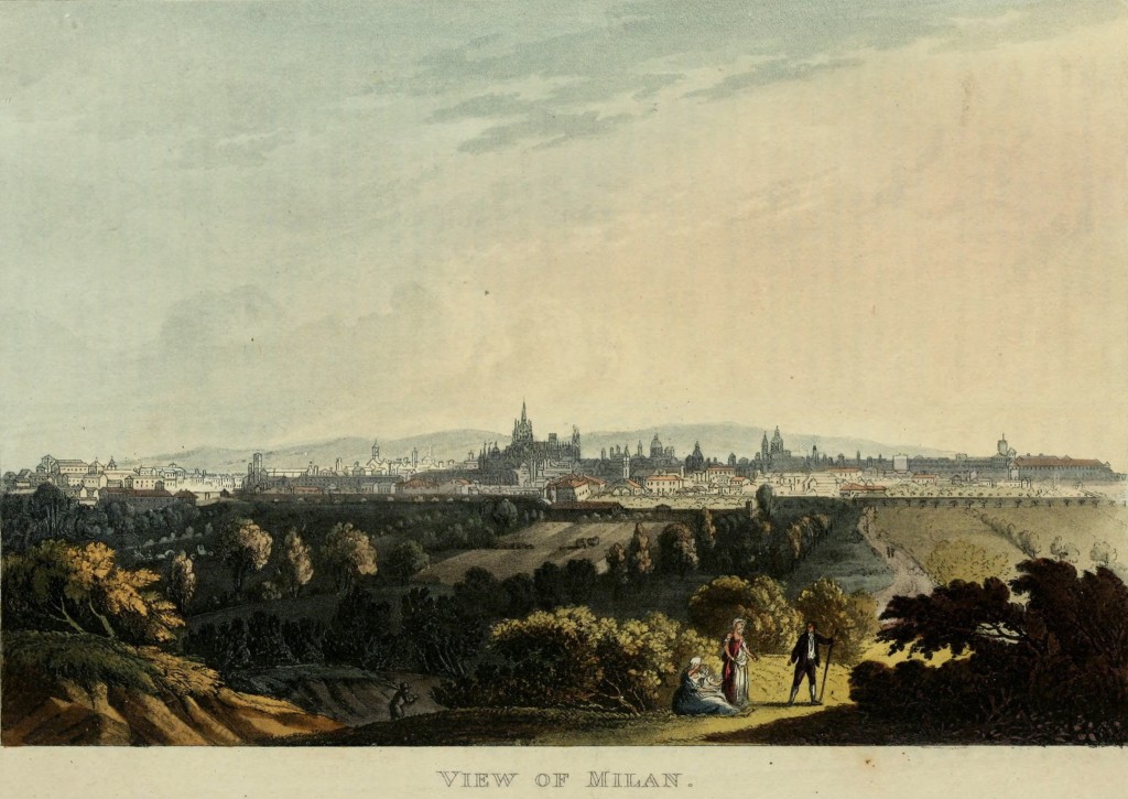 Illustration View of Milan, Italy circa 1820