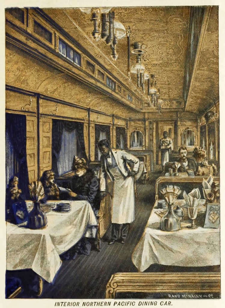 Interior of a Northern Pacific RR Dining Car in 1893