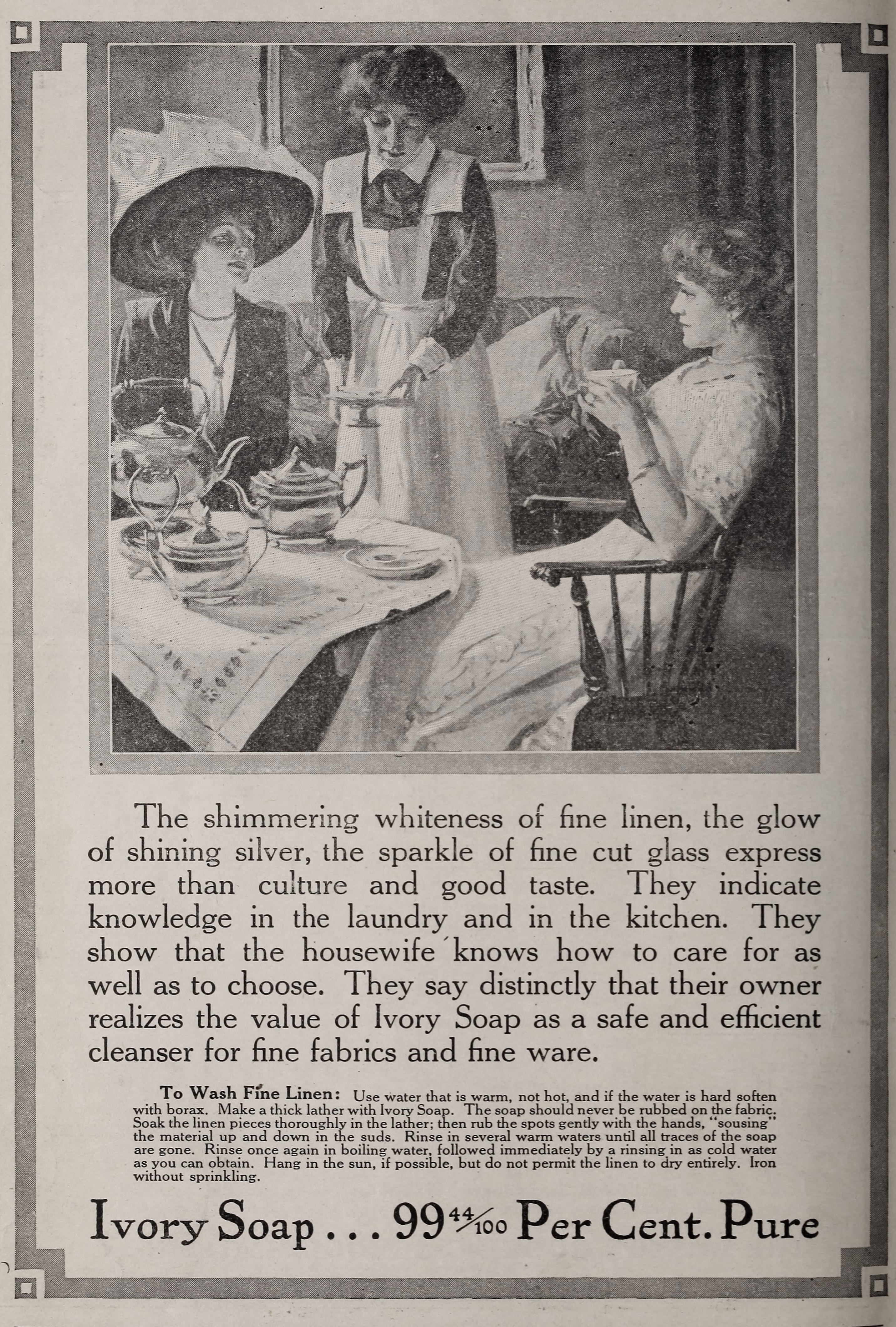 Ivory Soap Ad 1900 - Linen Tip With Two Women Having Tea Scene