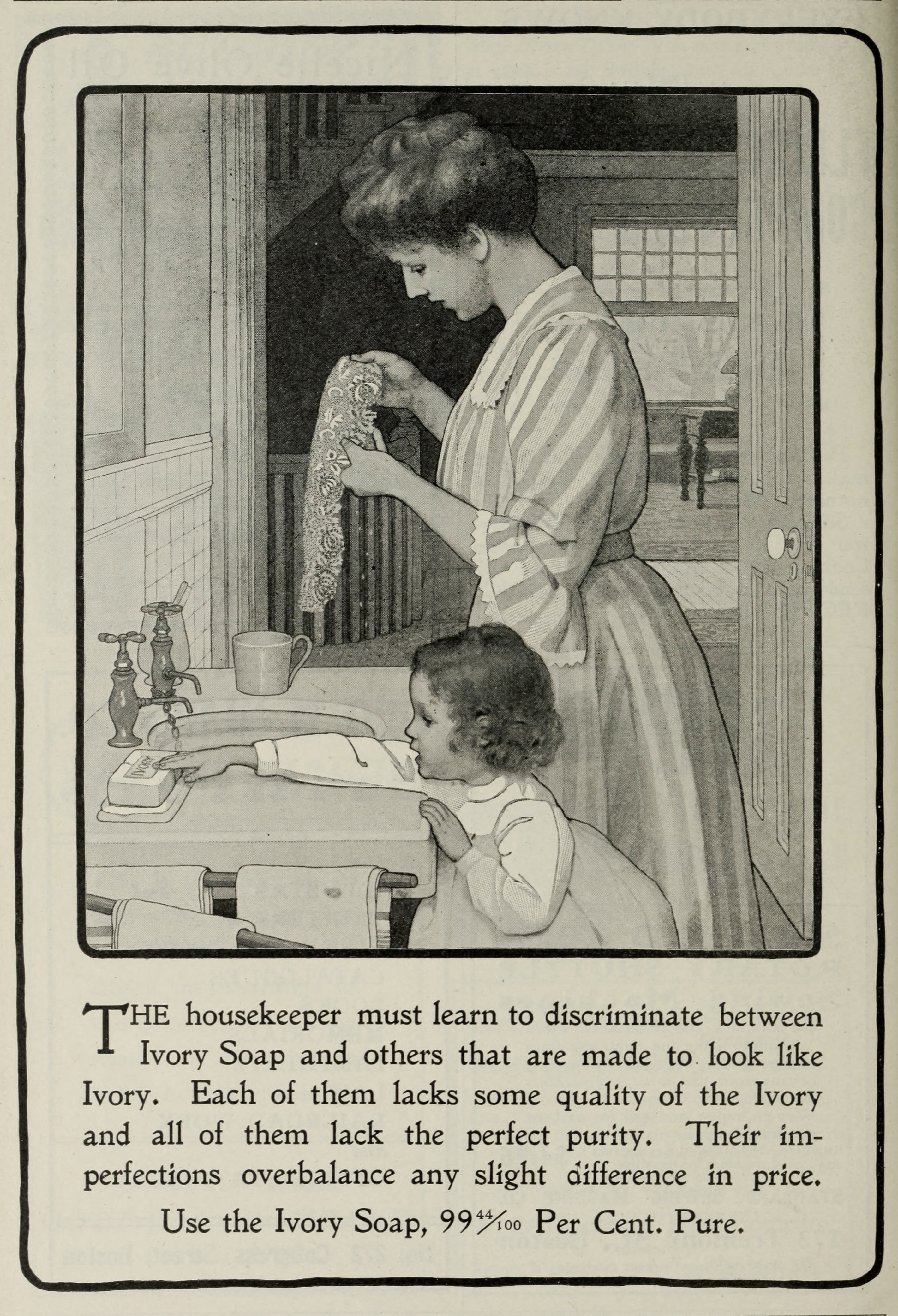 Ivory Soap Ad 1900 - Mother Child in Bathroom Scene