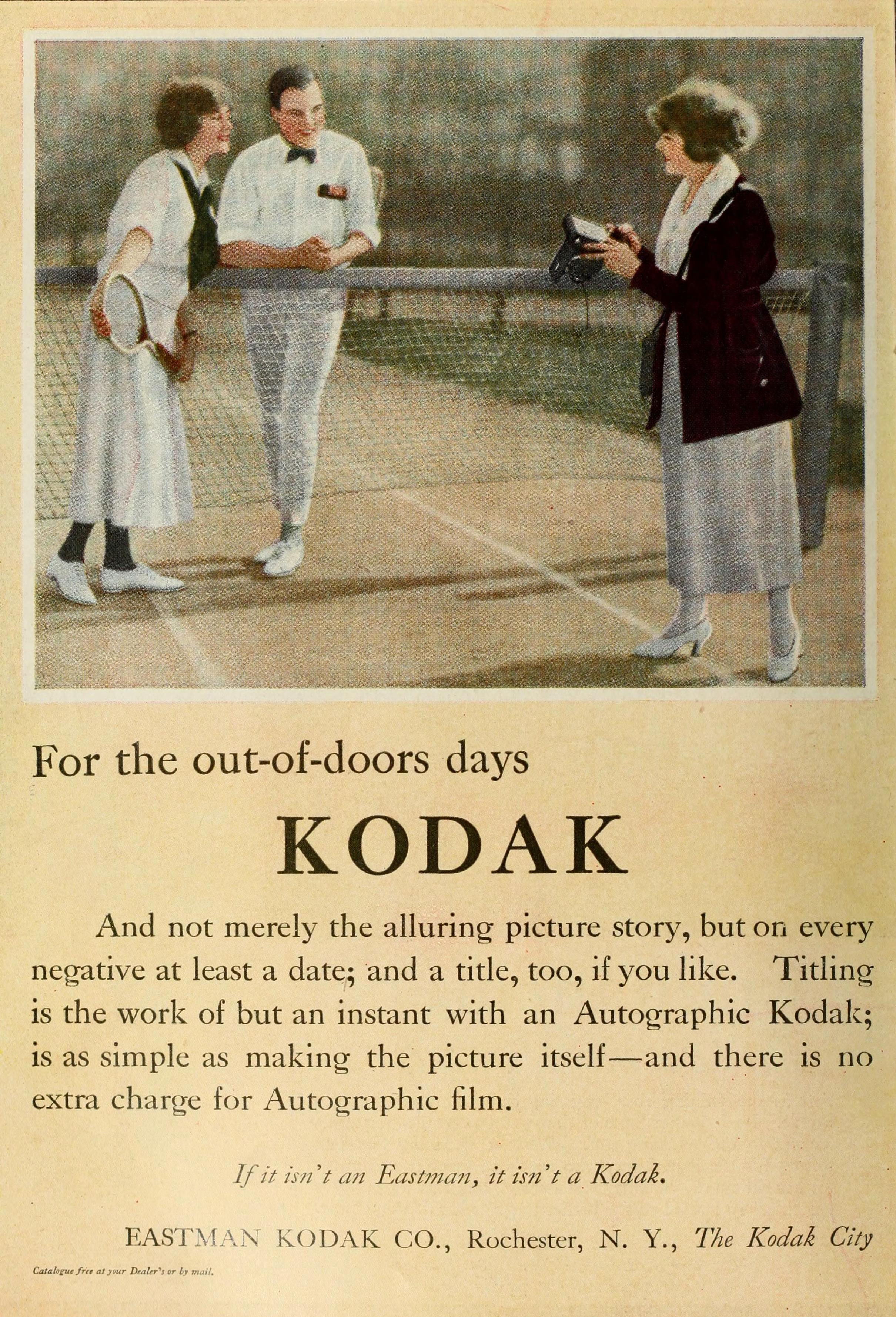 Kodak Ad Circa 1920 Tennis Players