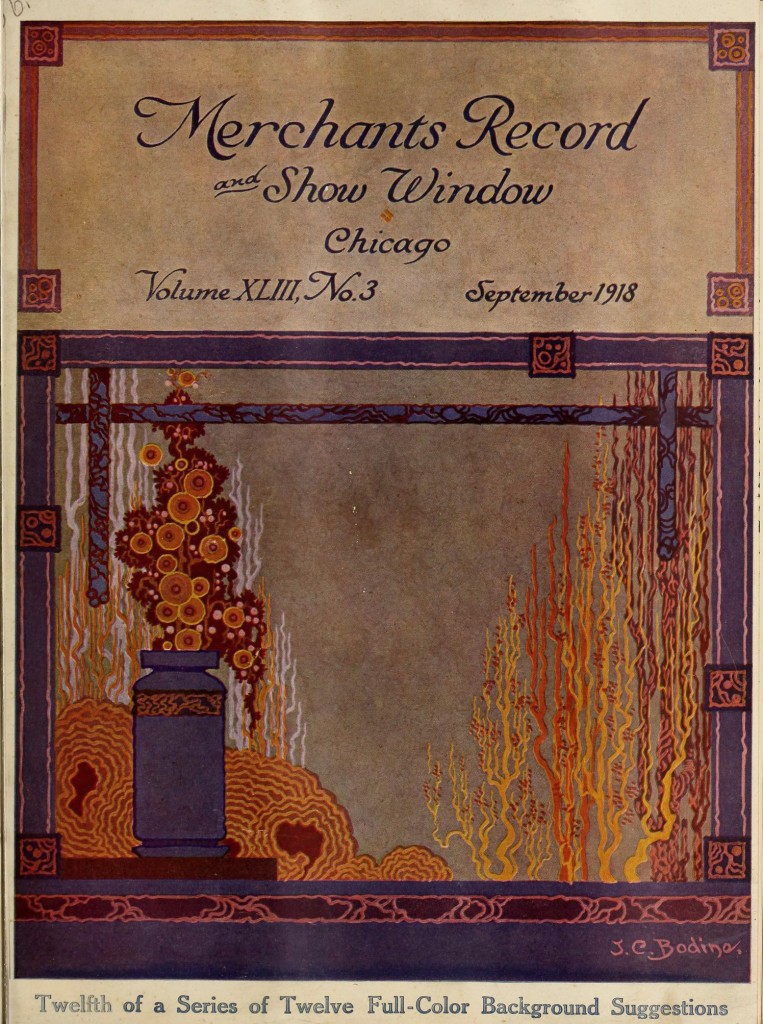 Magazine Cover and Store Window Display Example September 1918 from Merchants Record and Show Window