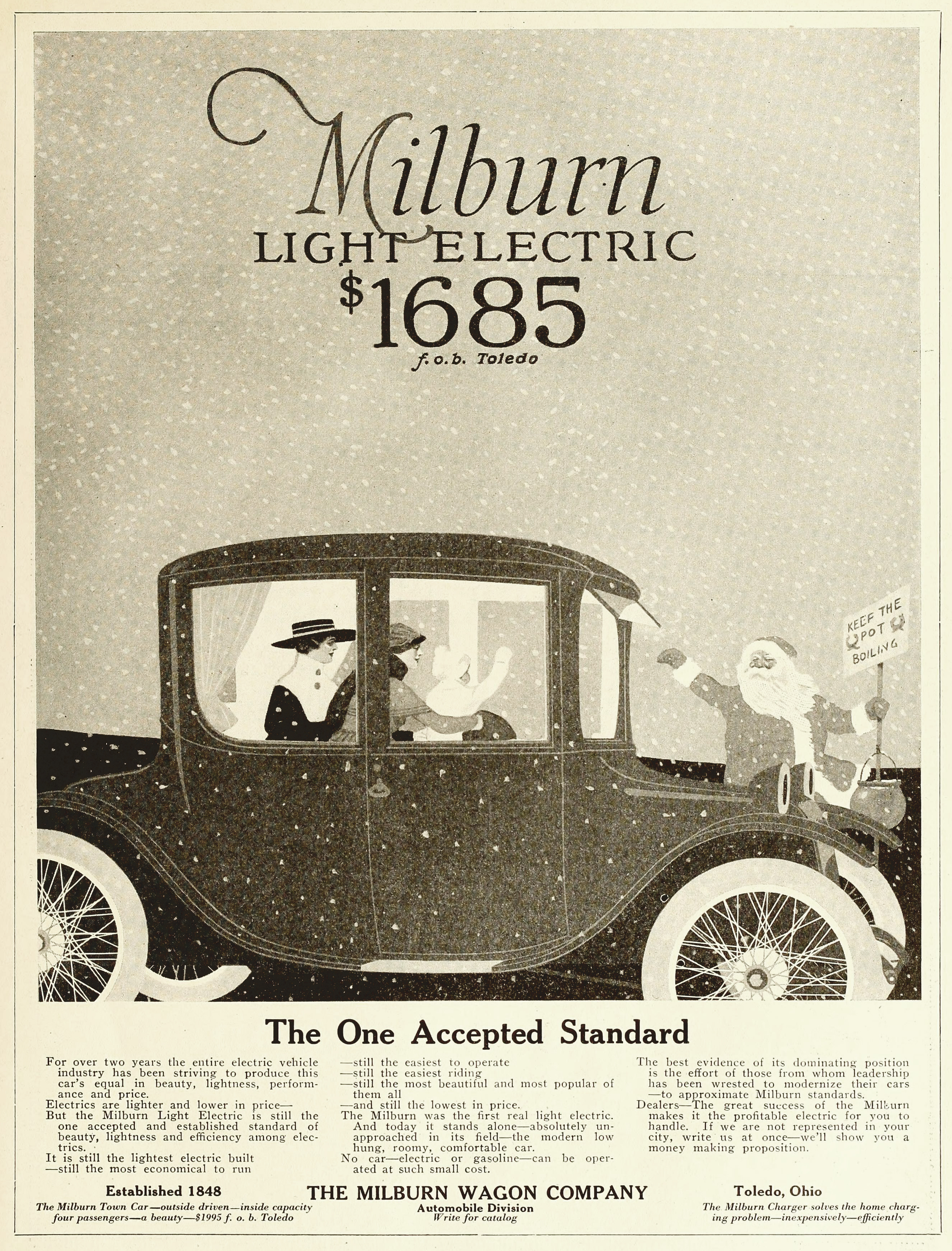Milburn Light Electric Christmas Ad circa 1916