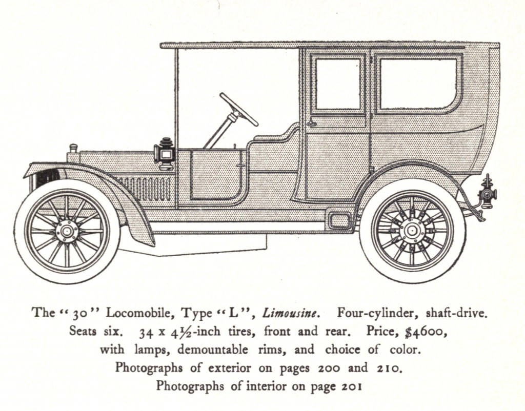 Model 30 Type L Limousine Exterior Sketch - Locomobile Co 1912