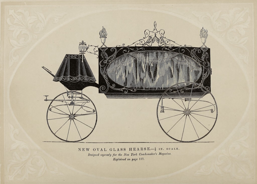 New Oval Glass Hearse Design from New York Coach Makers Magazine 1867