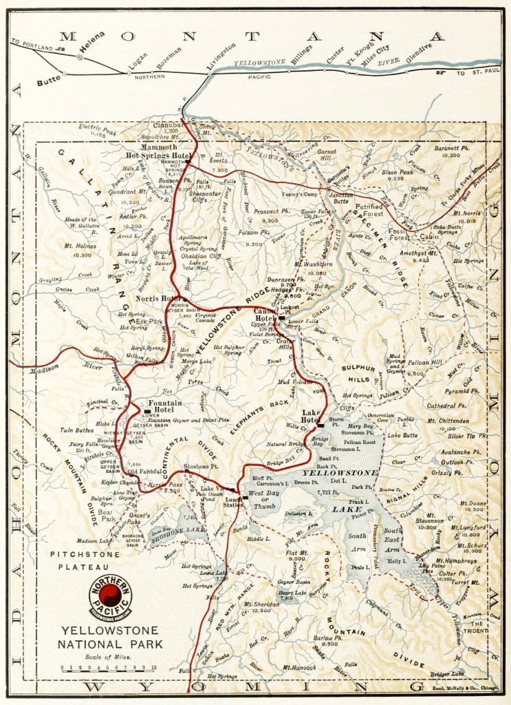 Yellowstone Map 1901 - Northern Pacific Railway