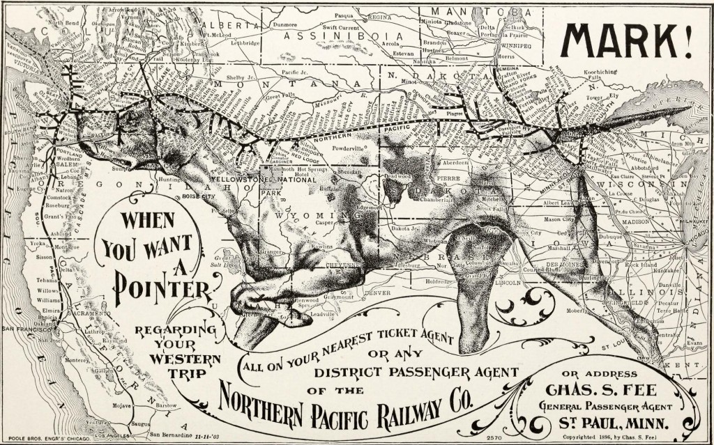 Route Map 1904 with Pointer Dog - Northern Pacific RR