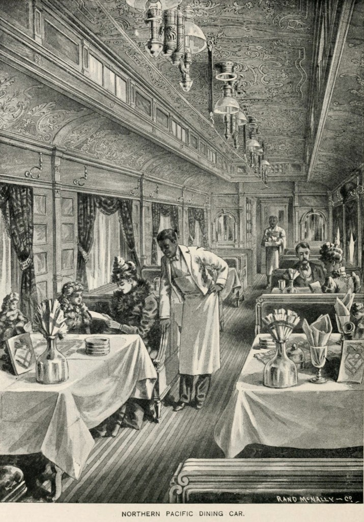 Interior of a Northern Pacific RR Dining Car in 1893