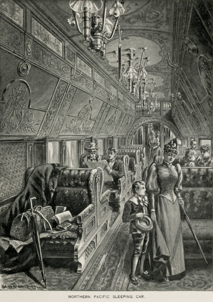 Interior of a Northern Pacific RR Sleeping Car in 1893