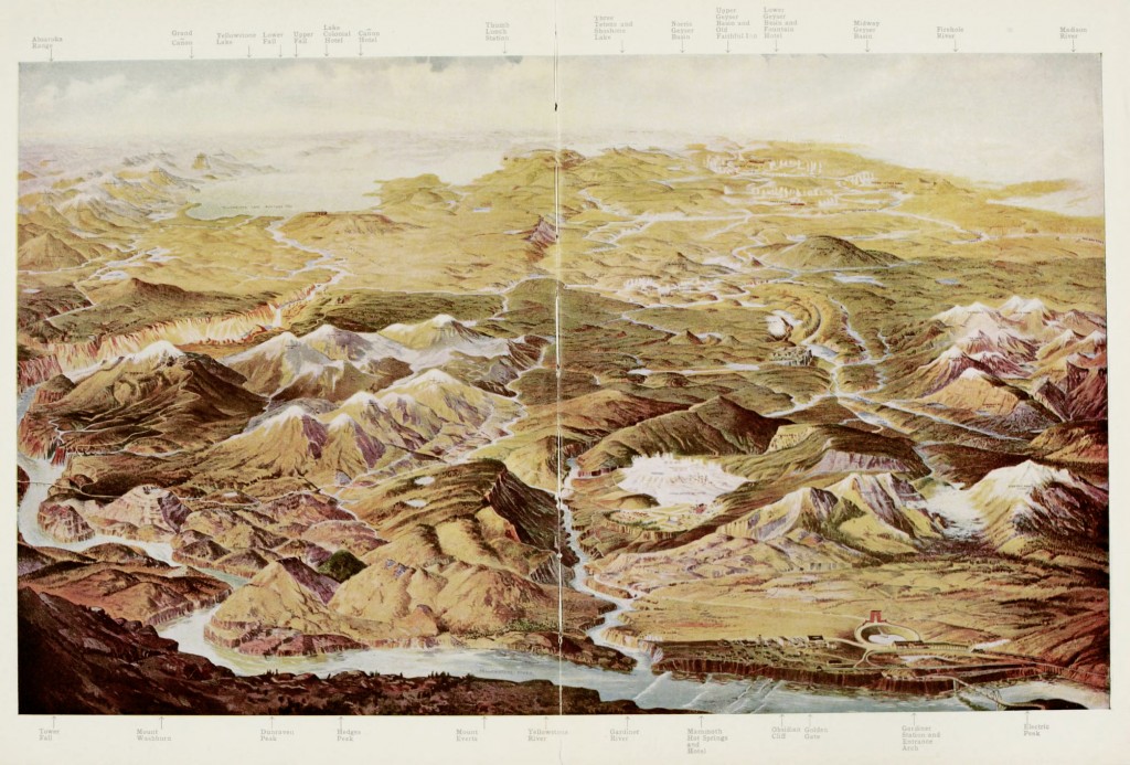 Yellowstone National Park Relief Map circa 1910- Northern Pacific RR Wonderland 