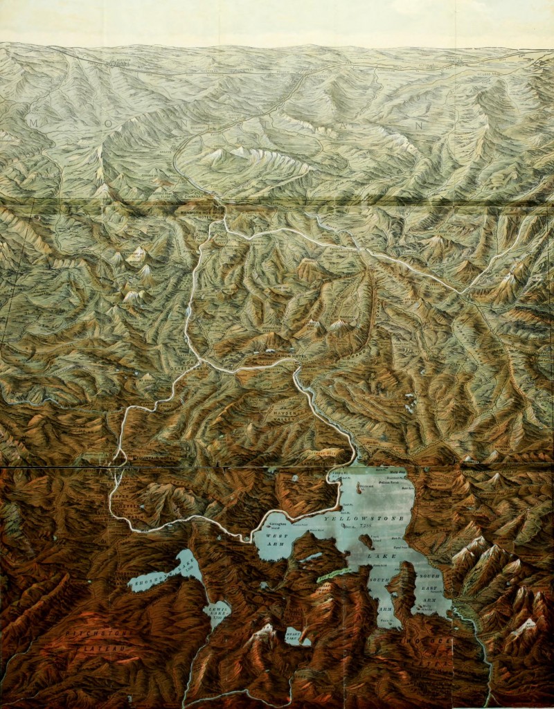 Relief Map  Yellowstone National Park 1895 - Northern Pacific Railway