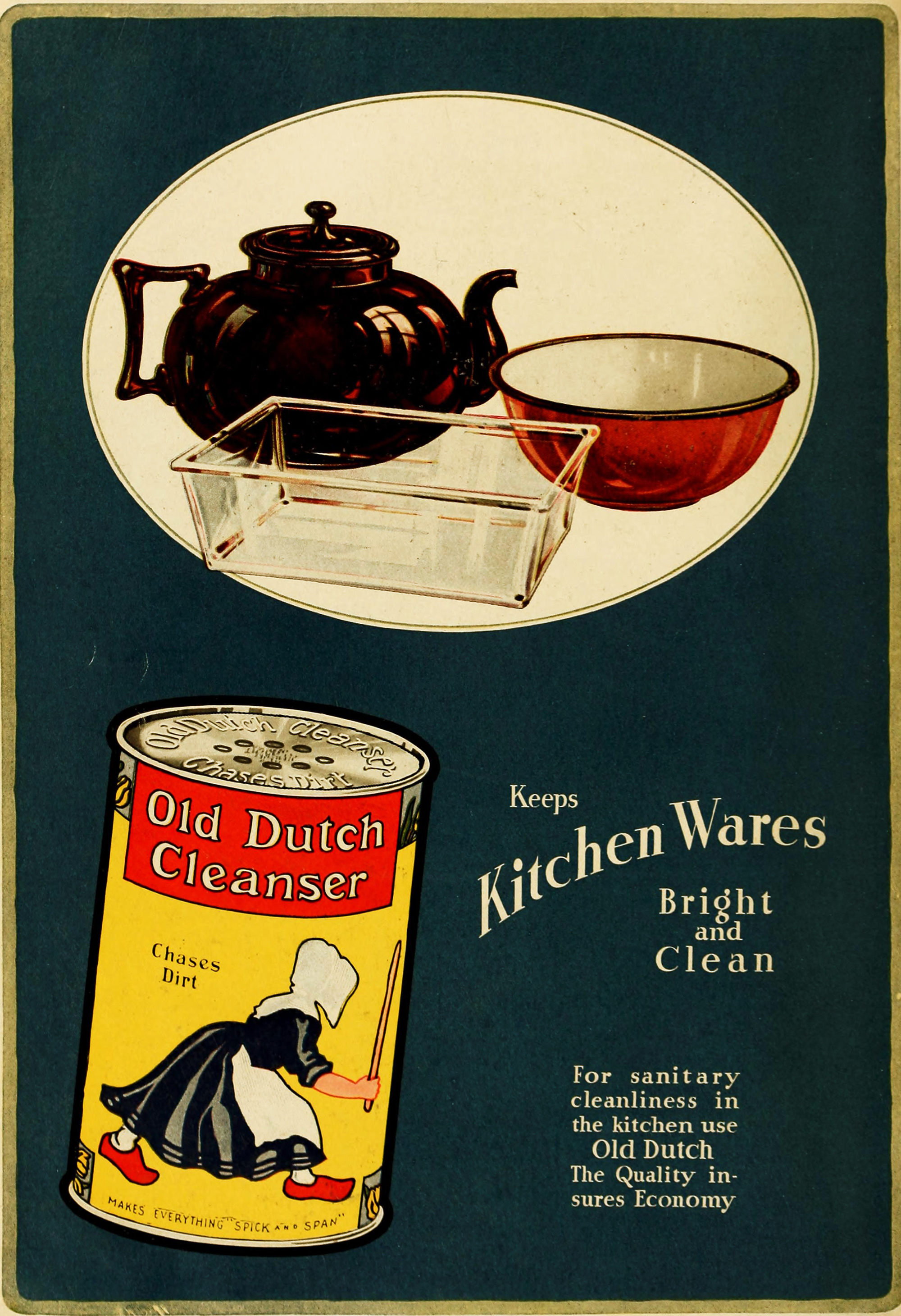 Old Dutch Cleanser Ad circa 1919 - Kitchen Wares