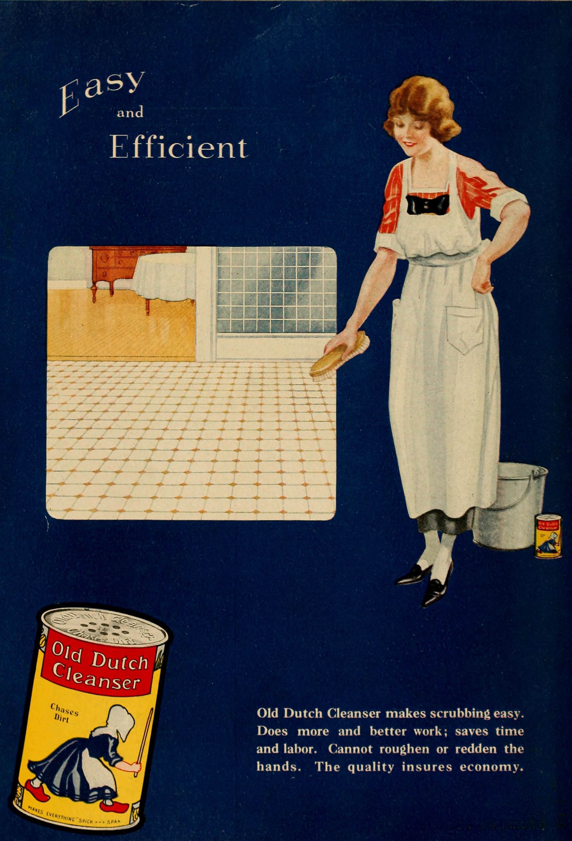 Old Dutch Cleanser Ad circa 1921 - Easy and Efficient