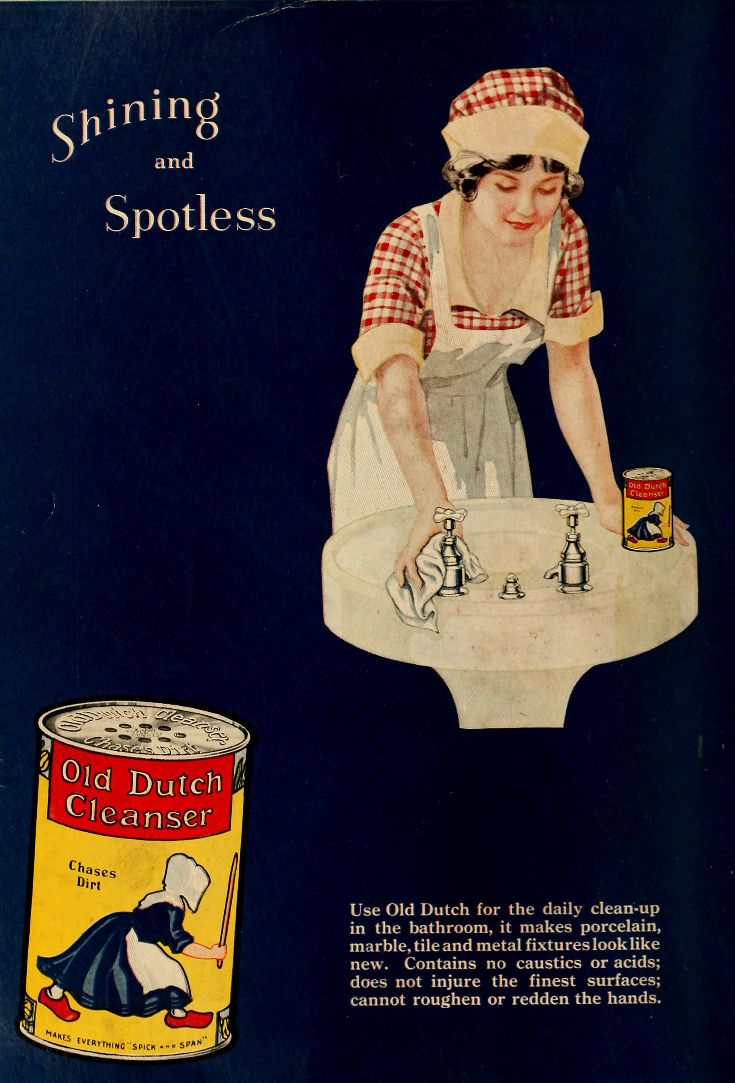 Old Dutch Cleanser Ad circa 1921 - Shining and Spotless