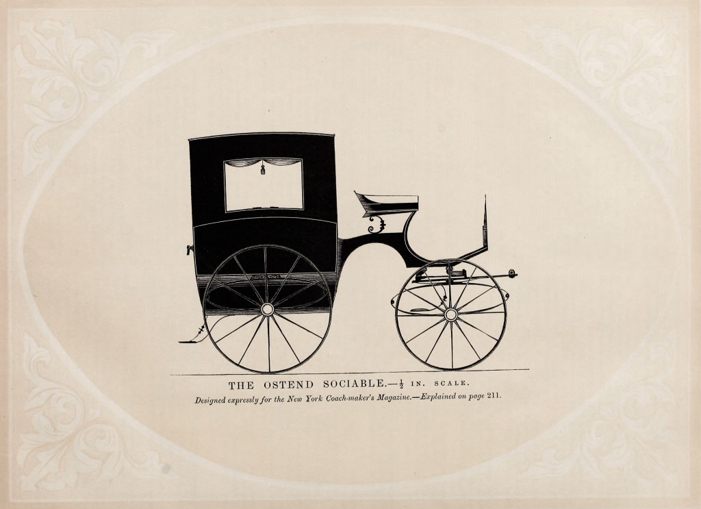 Ostend Sociable Carriage - Antique Illustration circa 1860