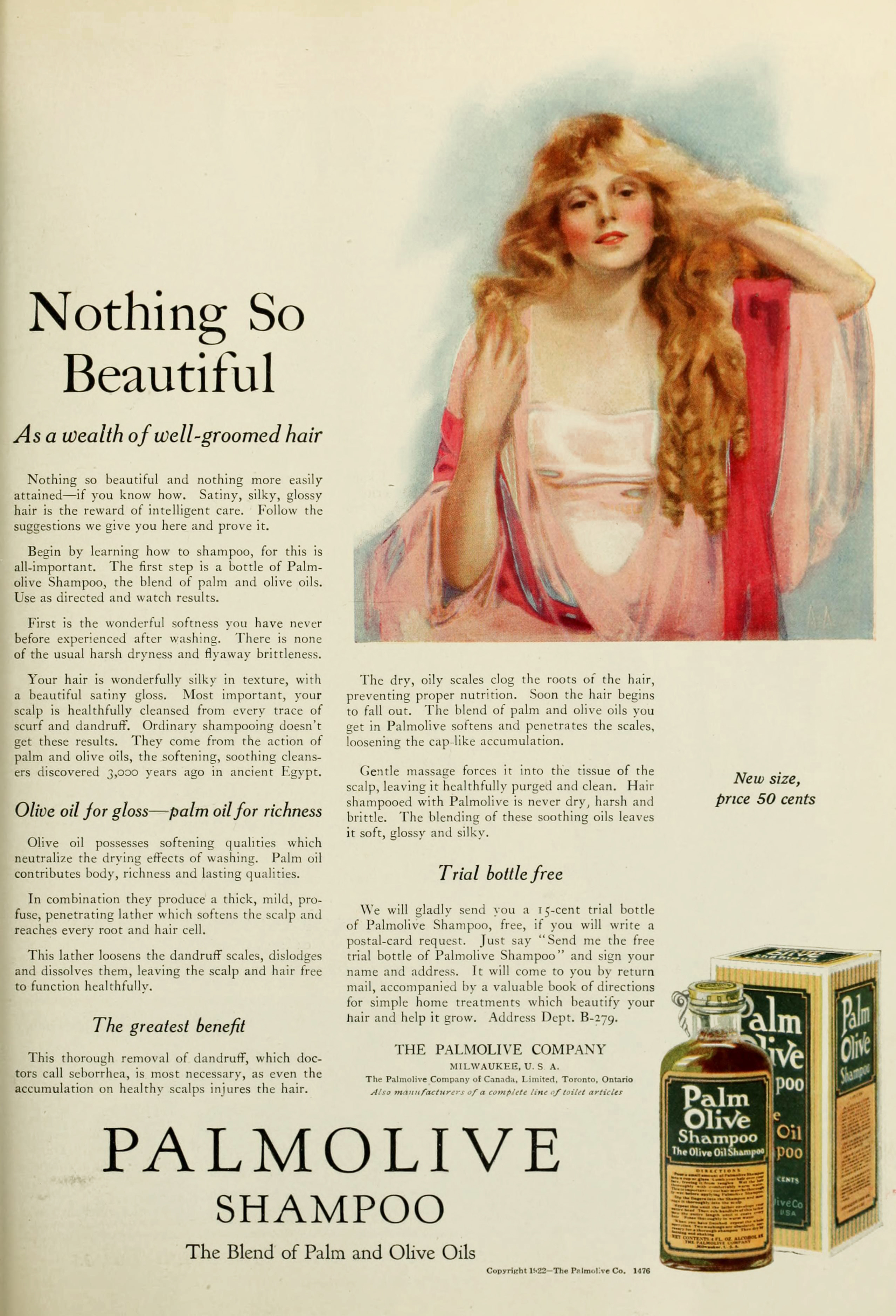 Palmolive Shampoo Ad Circa 1922 Nothing So Beautiful