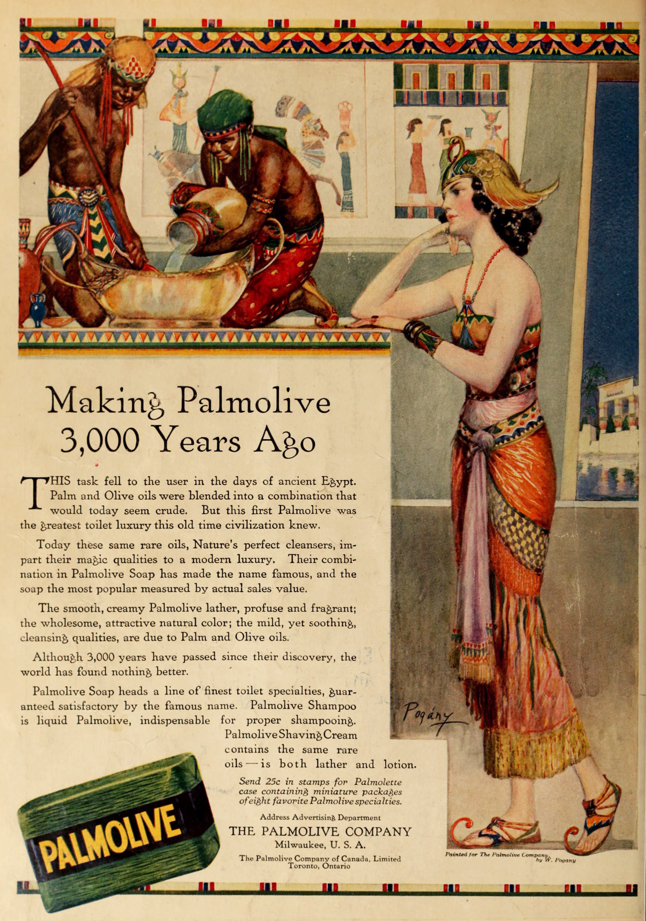 Palmolive Soap Ad Circa 1919  "Making Palmolive 3000 Years Ago"