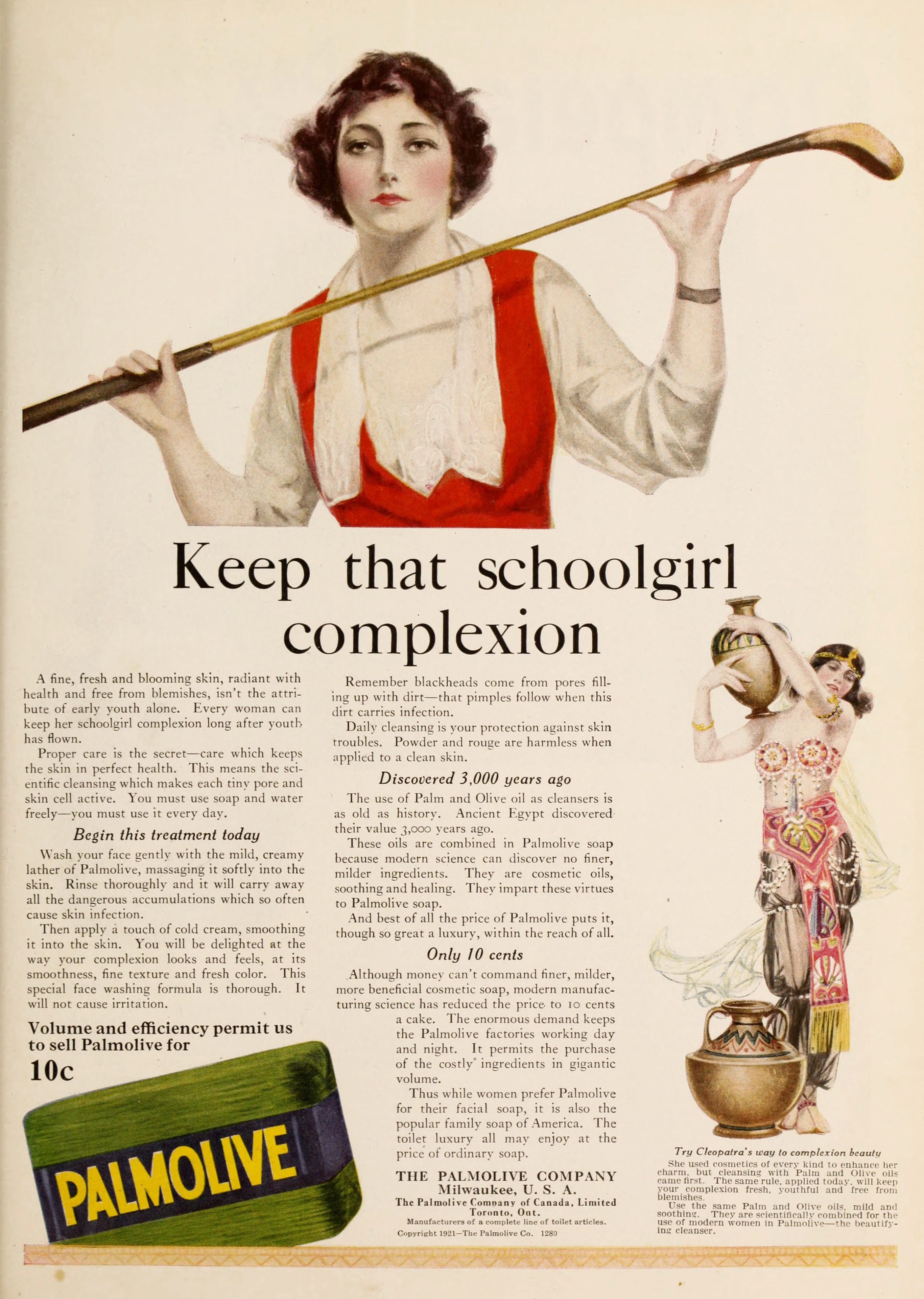 Palmolive Soap Ad Circa 1921 Keep That Schoolgirl Complexion