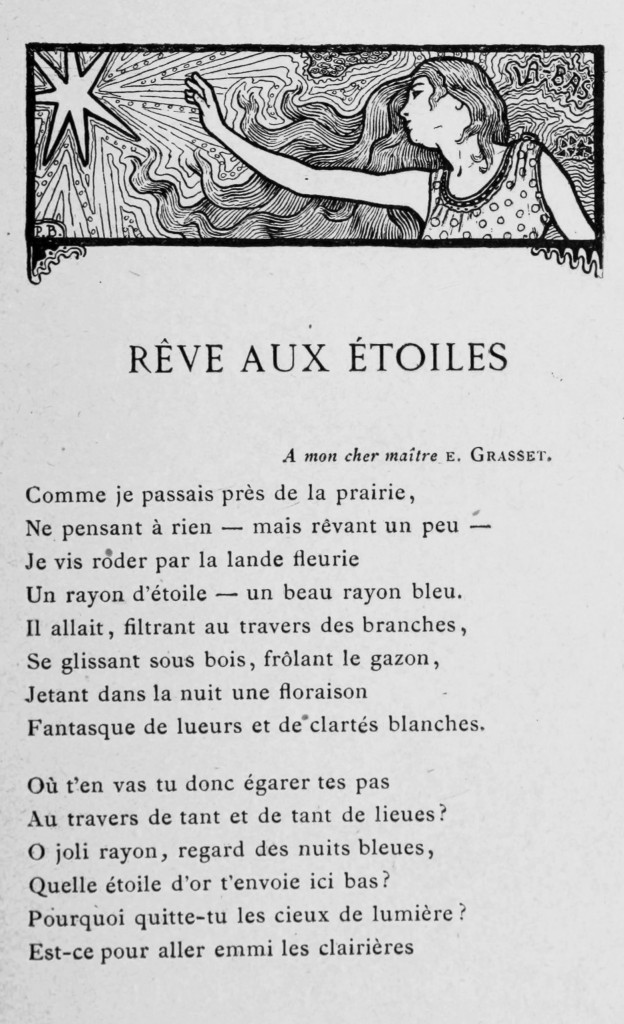 Poem by Paul Berthon Reve Aux Etoiles dedicated to E. Grasset