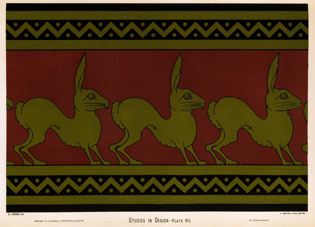 Humorous Hare Design  from Studies in Design by Christopher Dresser circa 1876