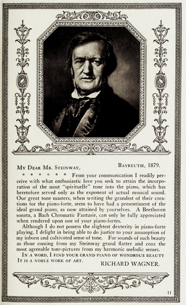 Richard Wagner Steinway Piano Testimonial 1879