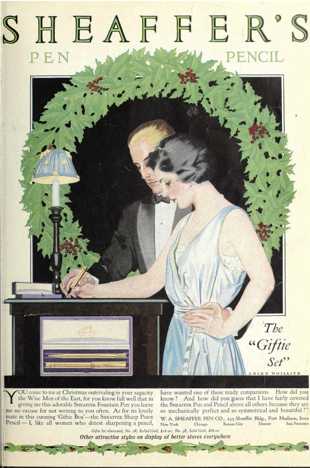 Sheaffer's Pen And Pencil Christmas Advertisement Circa 1921