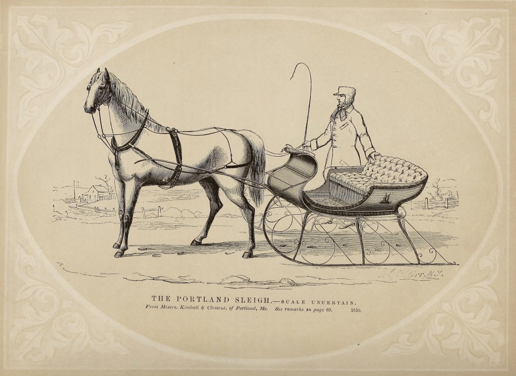 Sleigh Carriage Antique Illustration Circa 1859