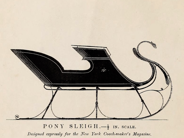 Sleigh Carriage Antique Illustration Circa 1866