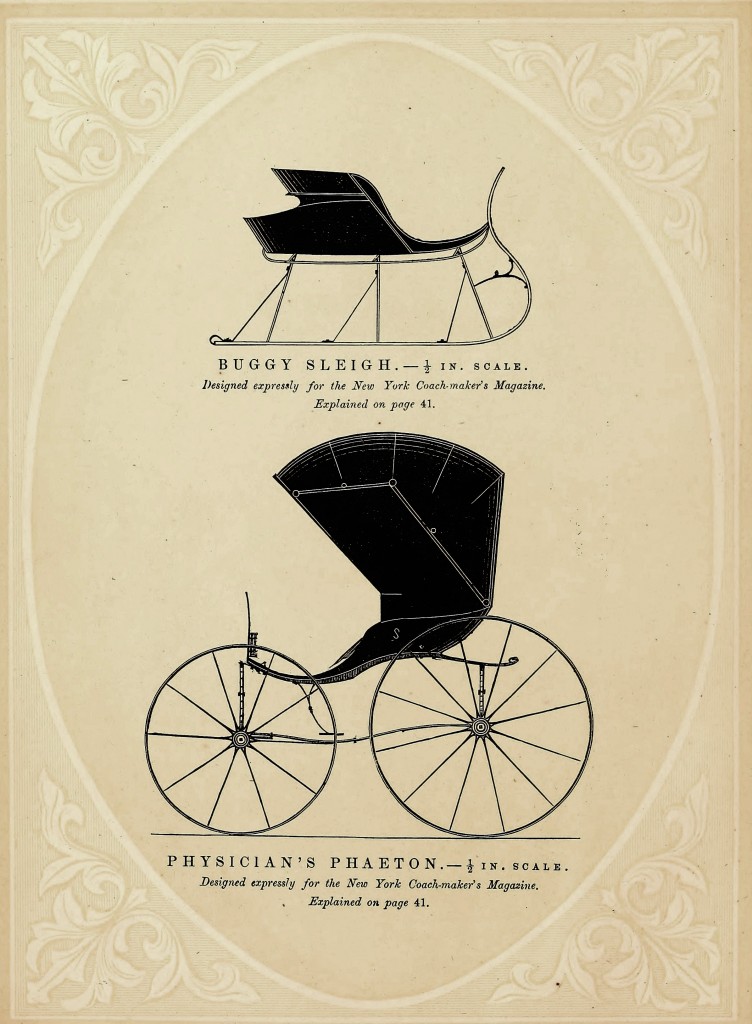Sleigh Carriage - Antique Illustration Circa 1869