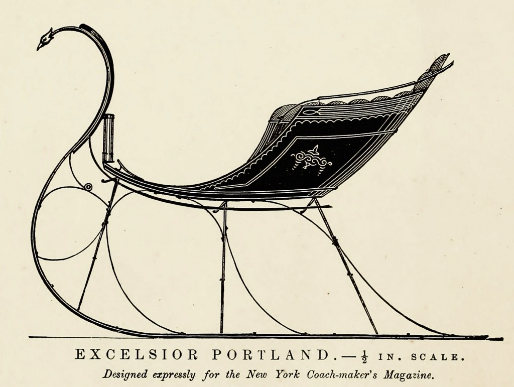 Sleigh Carriage Antique Illustration Circa 1870