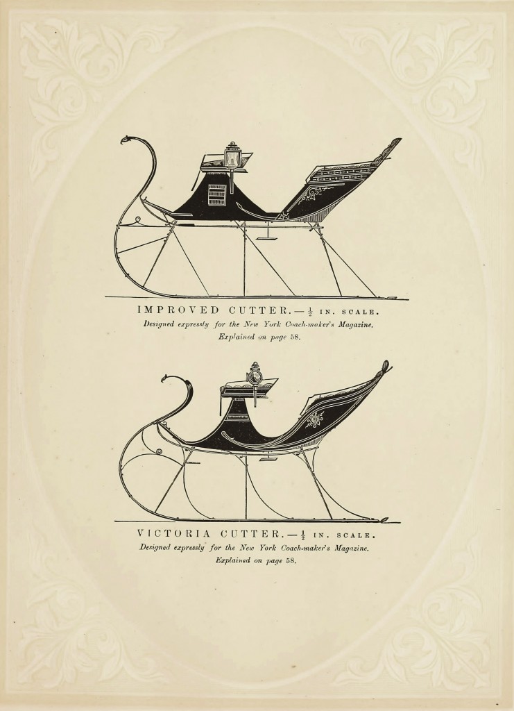 Sleigh Carriage Antique Illustration Circa 1870