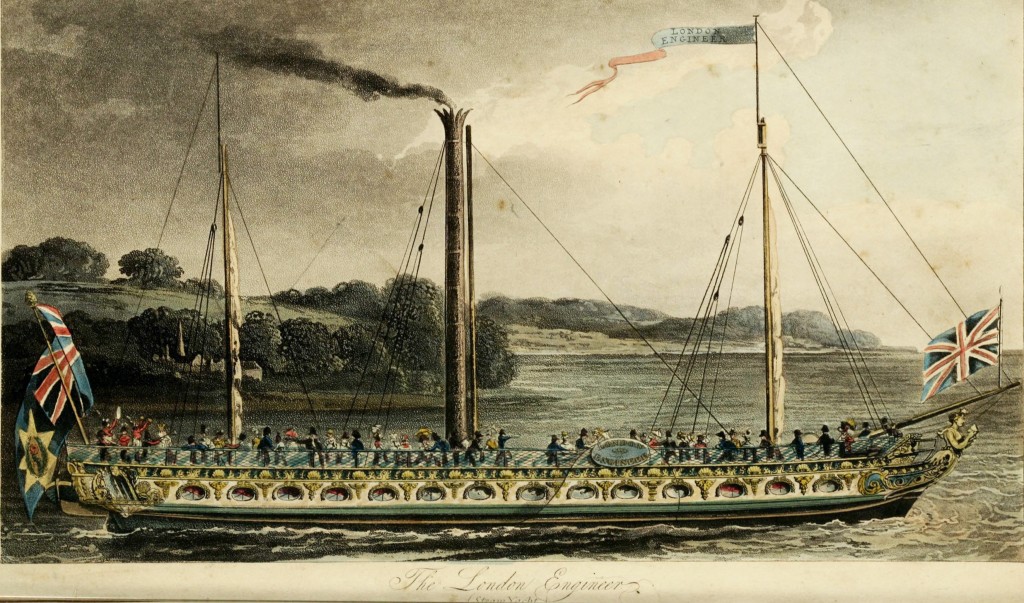 Steam Yacht, The London Engineer from Ackermann's Repository circa 1819