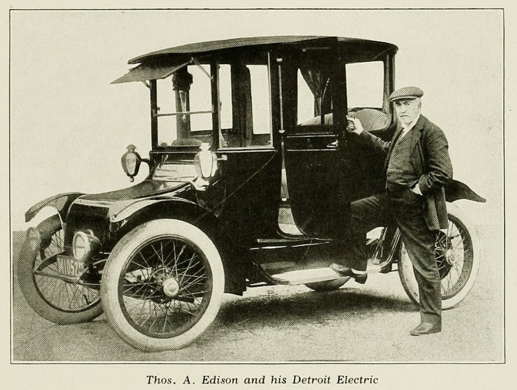 Thomas Edison With His Detroit Electric Car Circa 1916
