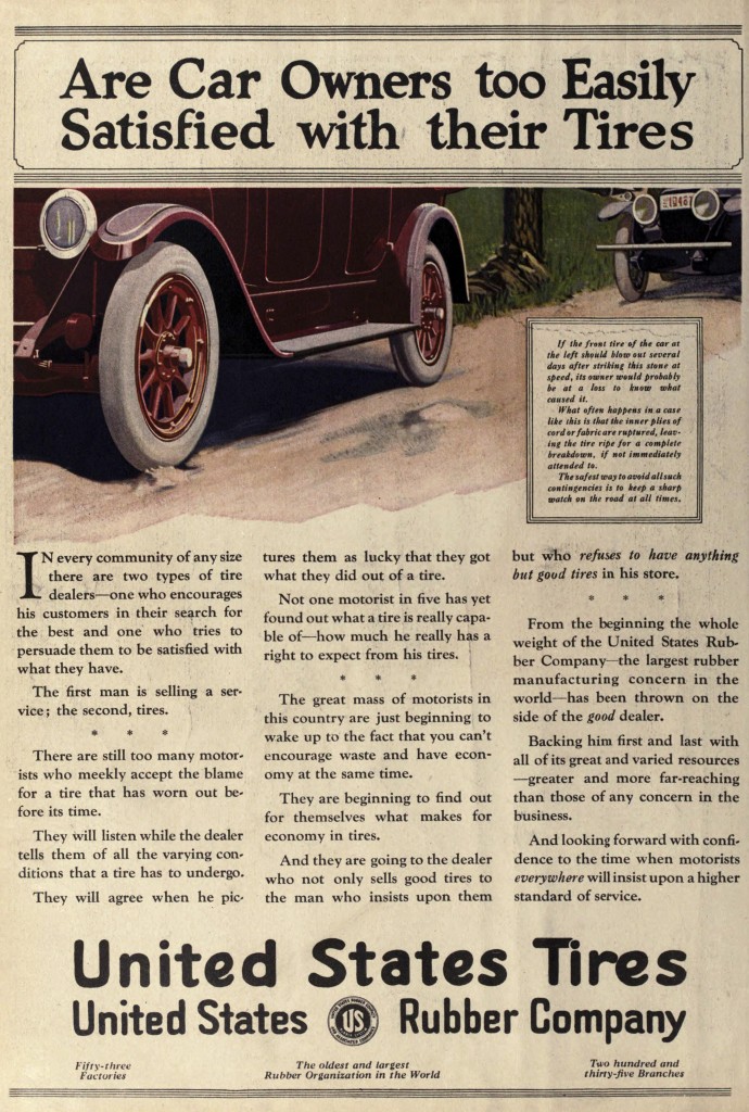 United States Tire Company Ad Circa 1920