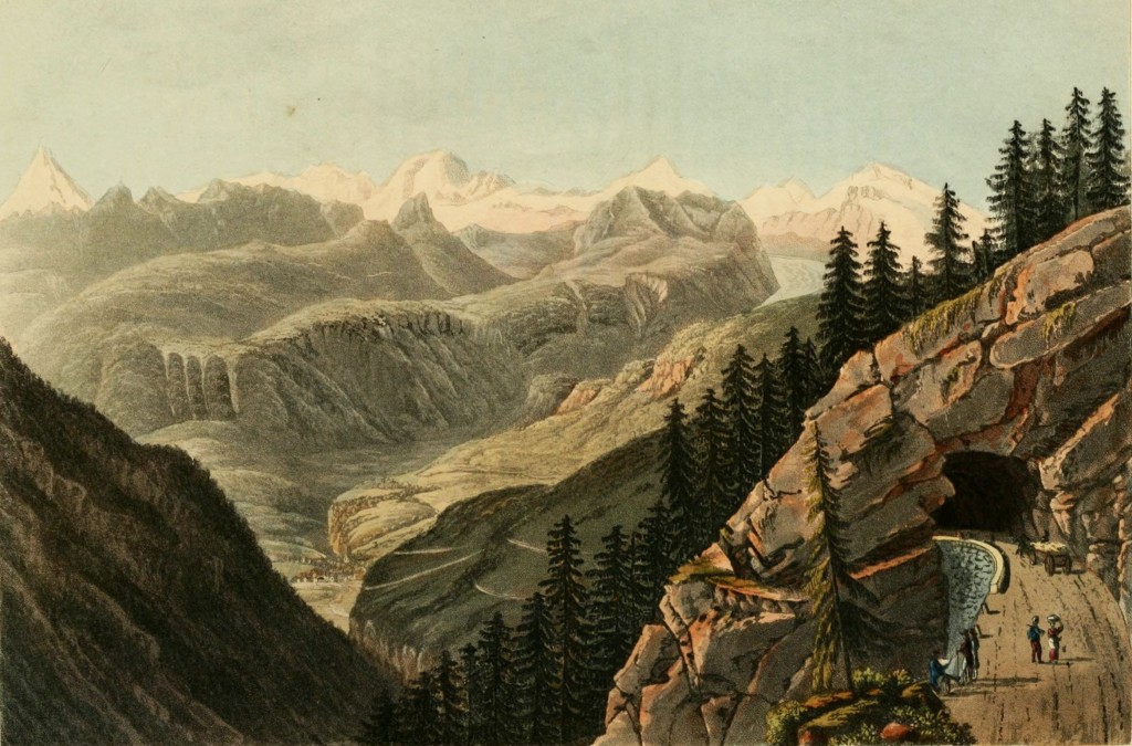 Illustrations of Simplon - View from Italy - Naters, Switzerland in the Distance circa 1818