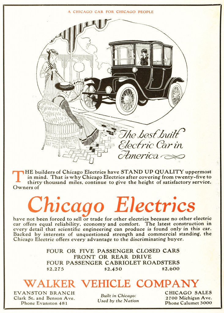 Electric Car Ad circa 1915 by Walker Vehicle Co