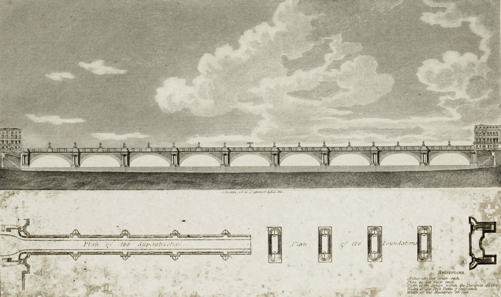 Waterloo Bridge Plan as Printed in Ackermann's Repository circa 1816