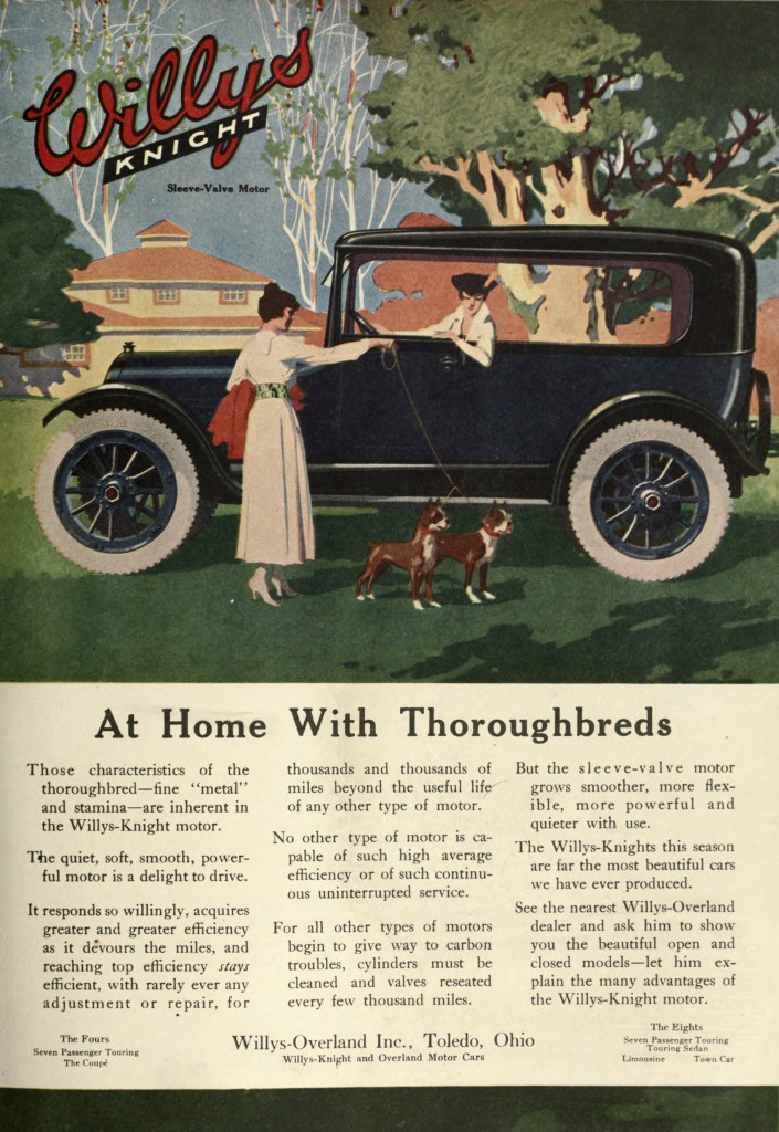 At Home With Thoroughbreds - Dogs Scene - Willys Knight Car Advertisement 1917