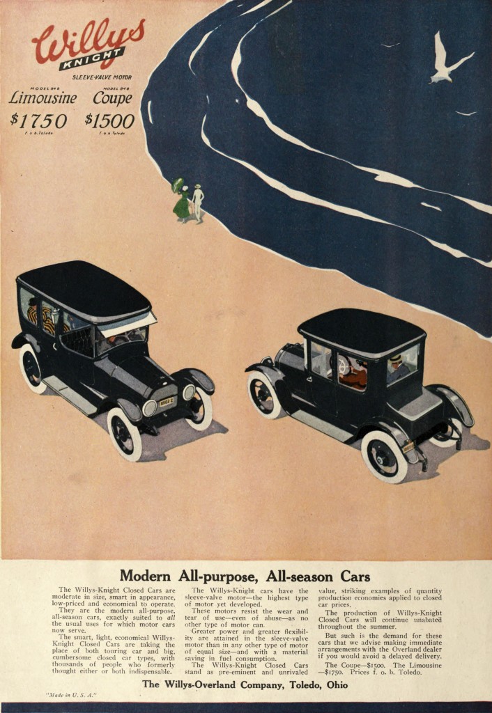 Beach and Car Scene - Advertisement 1916 - Willys Knight Car