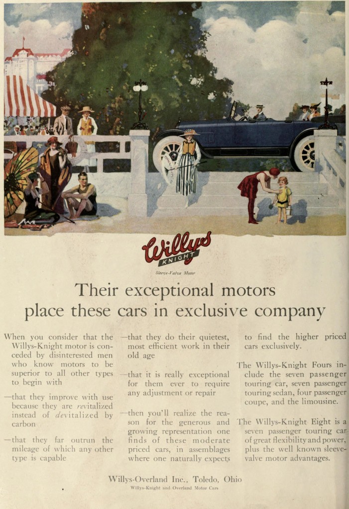 Beach and Car Scene - Advertisement 1917 Willys Knight Car