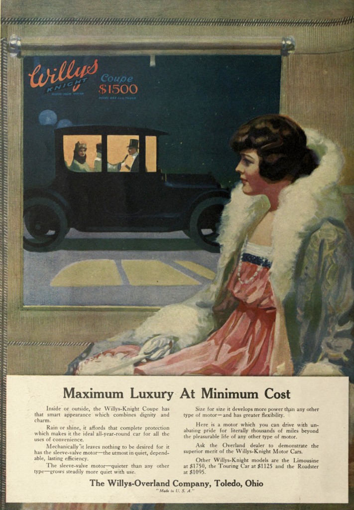Night Scene - Willys Knight Car Advertisement 1916
