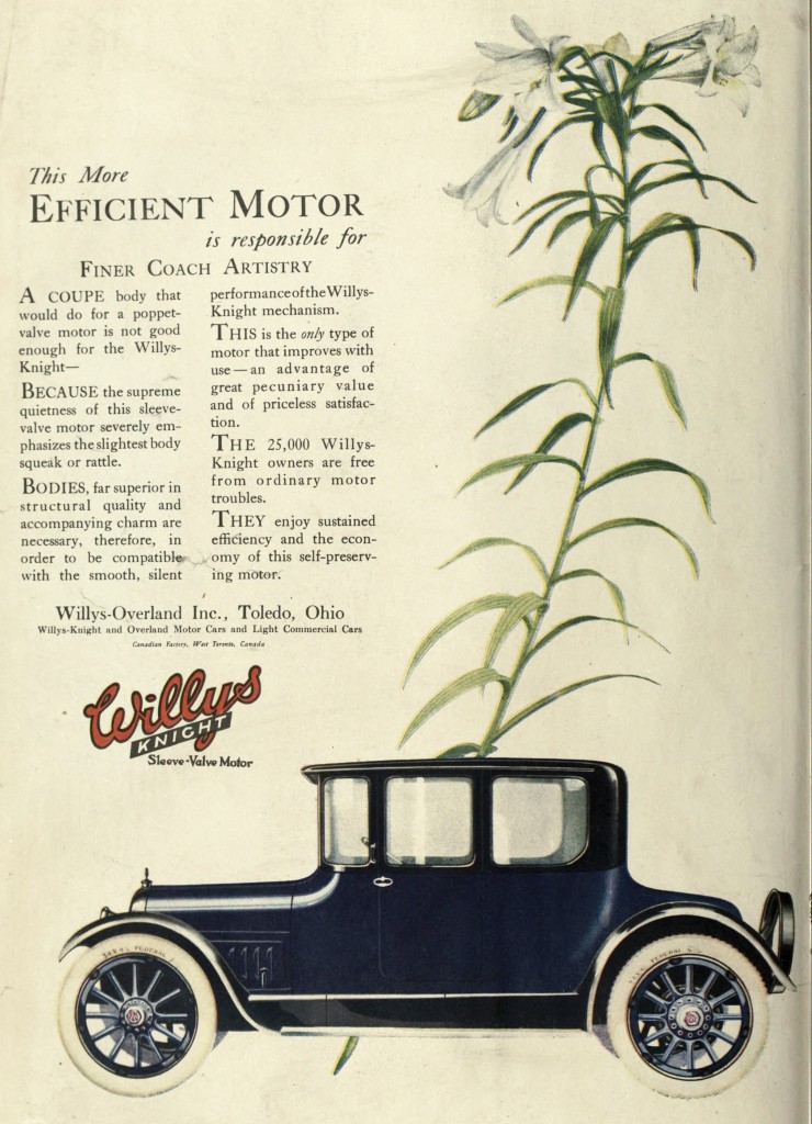 Lilies in the Background - Willys Knight Car Advertisement 1918