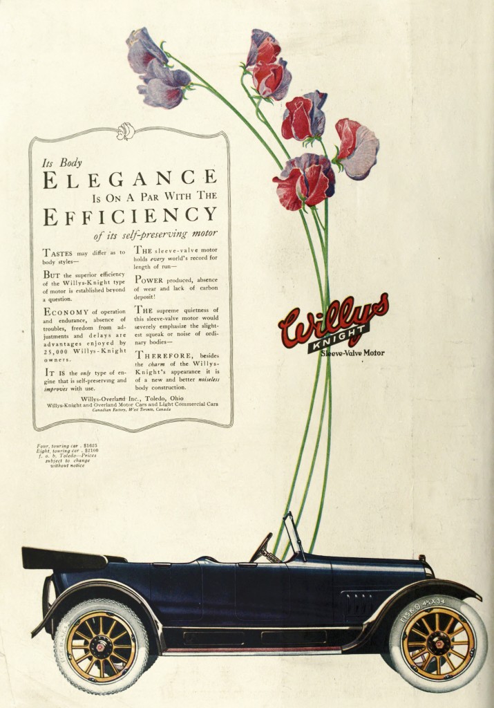 Flowers Emerging from Car - Willys Knight Car Advertisement 1918