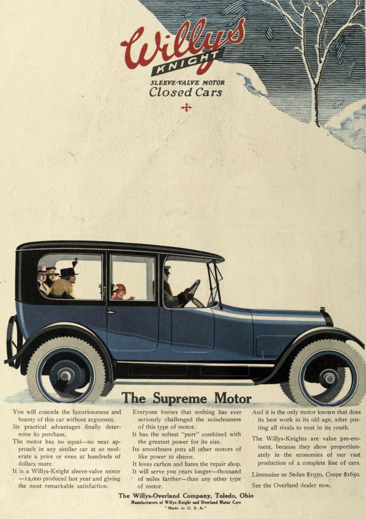 Snow Scene - Willys Knight Car Advertisement Sleeve Valve Motor Closed Cars 1917