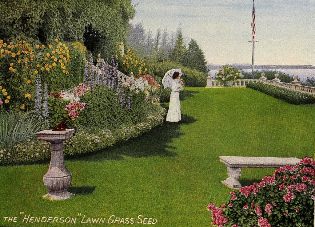 Illustration of a Woman on a Lawn circa 1915 - Peter Henderson Co.