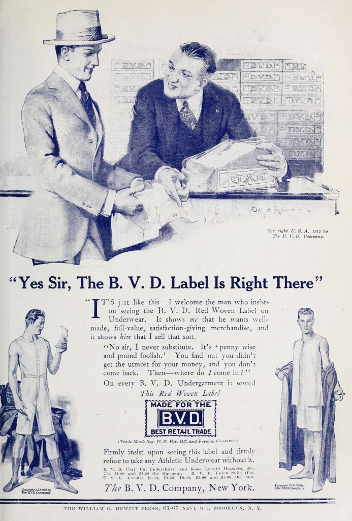 BVD Men's Underwear Advertisement circa 1915