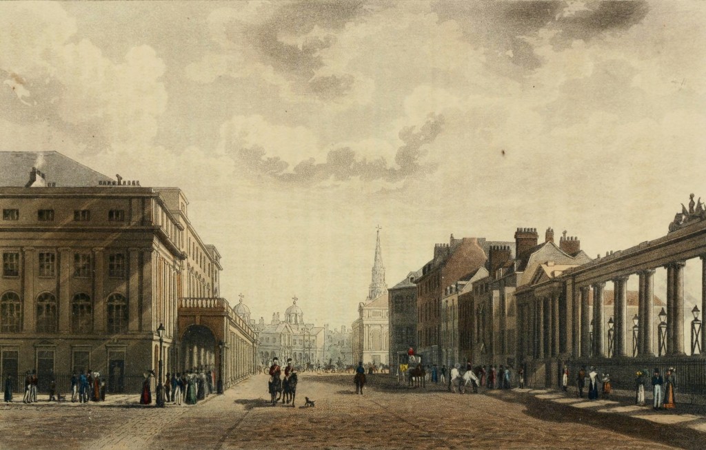 Pall Mall at Waterloo Place, Carlton House [R], 1822