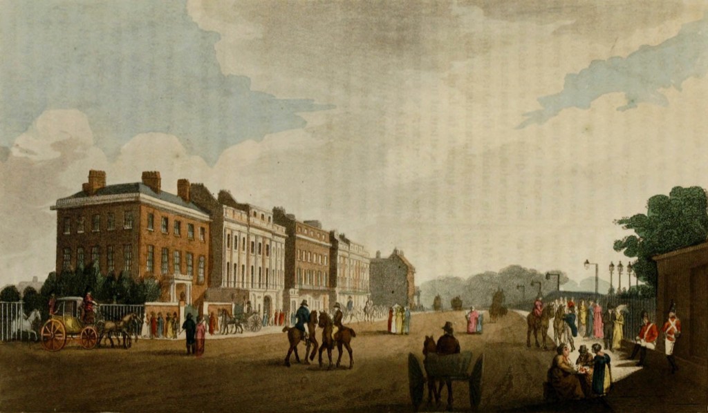 Streets of London - Piccadilly at Hyde Park, Corner Turnpike, London circa 1810